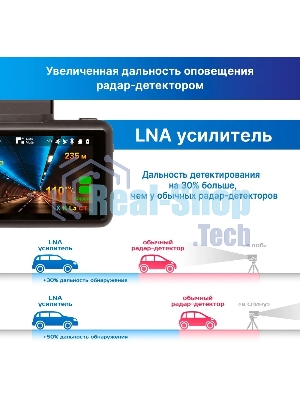 Видеорегистратор с радар-детектором TrendVision DriveCam Real 4K Signature LNA 2CH GPS ГЛОНАСС черный