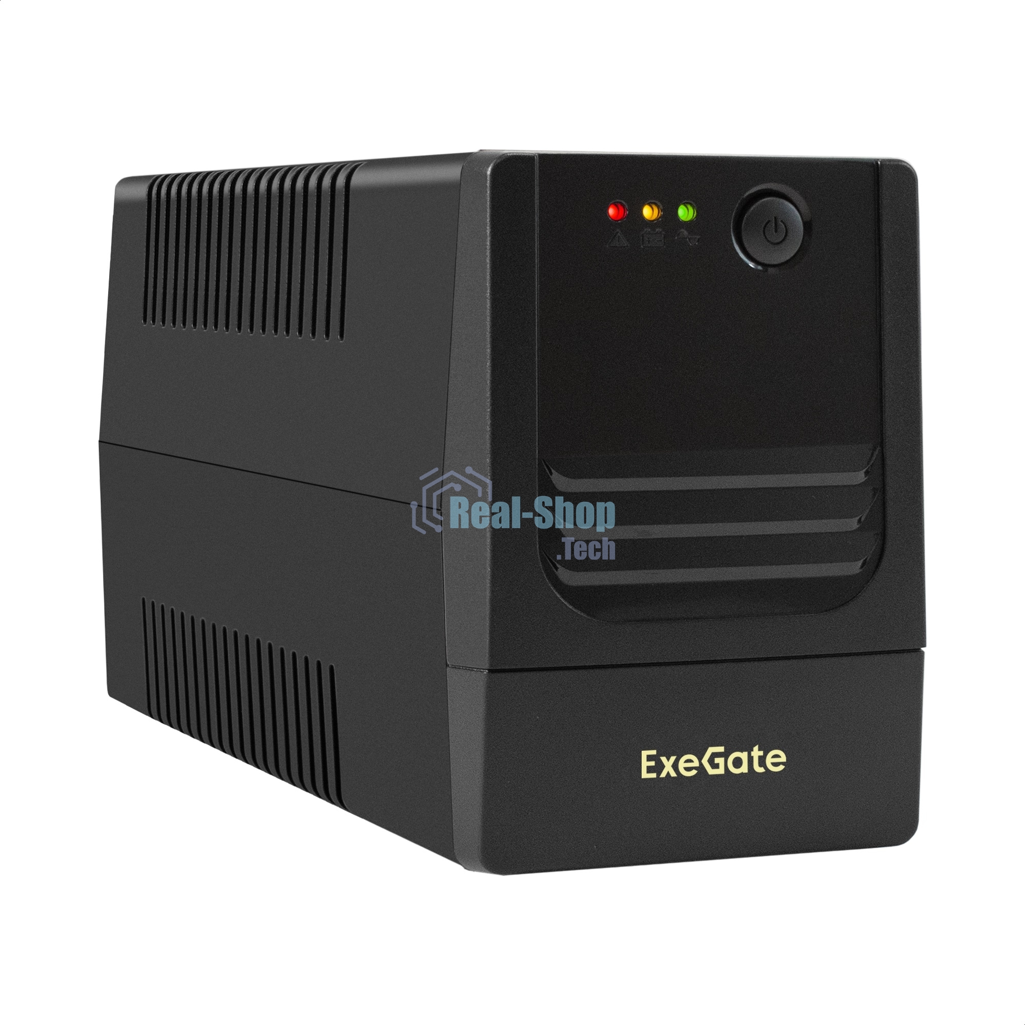 Источник бесперебойного питания ExeGate Power NB-650.LED.AVR.2SH (650VA/390W, LED, AVR, 2*Schuko, батарея 12V 7Ah, черный)