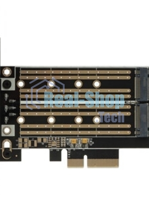 Адаптер Gembird для двух SSD M.2 (NVMe+SATA) в разъем PCI-e MF-PCIE-NVME-SATA, коробка