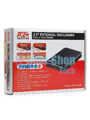 Внешний корпус для HDD AgeStar 3UB2A18 SATA алюминий черный 2.5