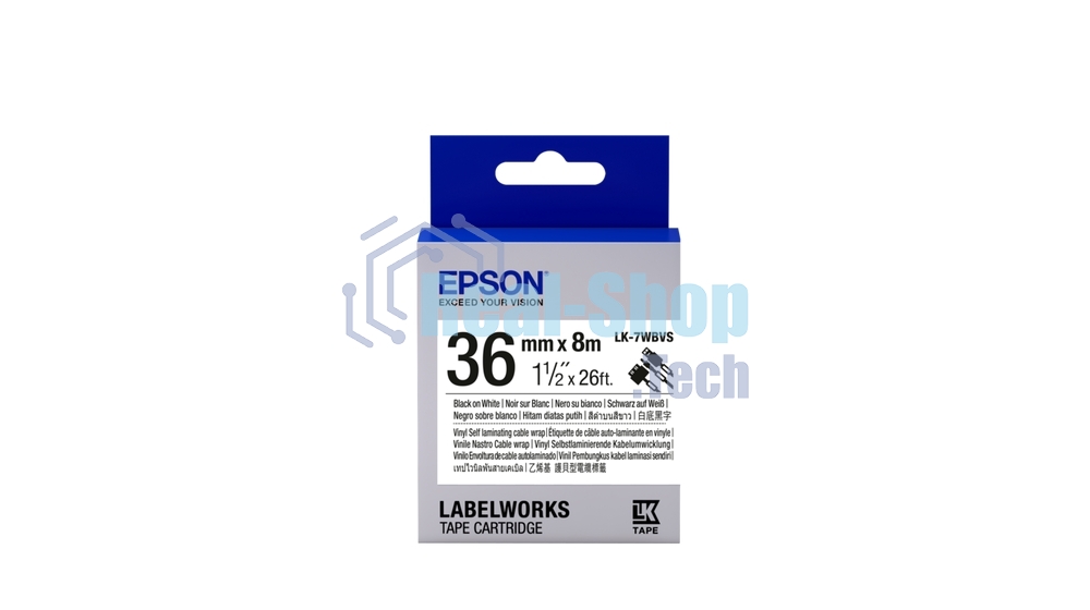 Картридж ленточный Epson LK-7WBVS (C53S657014) черный на белом (36 мм 8 м) для LabelWorks LW-900P LW-900