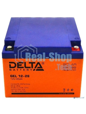 Аккумуляторная батарея Delta GEL 12-26 напряжение 12В, емкость 26А·ч (174х166х125мм)