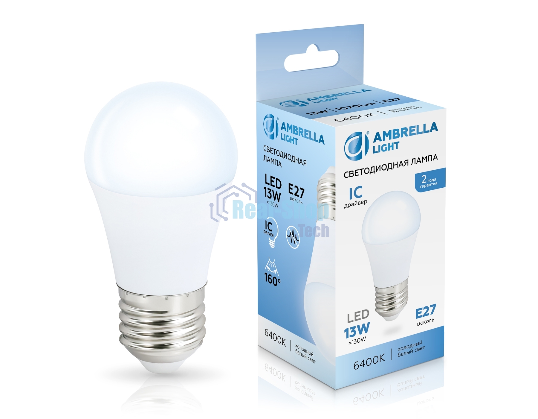Лампа светодиодная	451306 LED G45 13W IC E27 6400K 175-265V