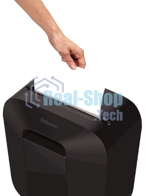 Шредер Fellowes PowerShred LX25 черный (секр.P-4)/перекрестный/6лист./11.5лтр./скрепки/скобы/пл.карты