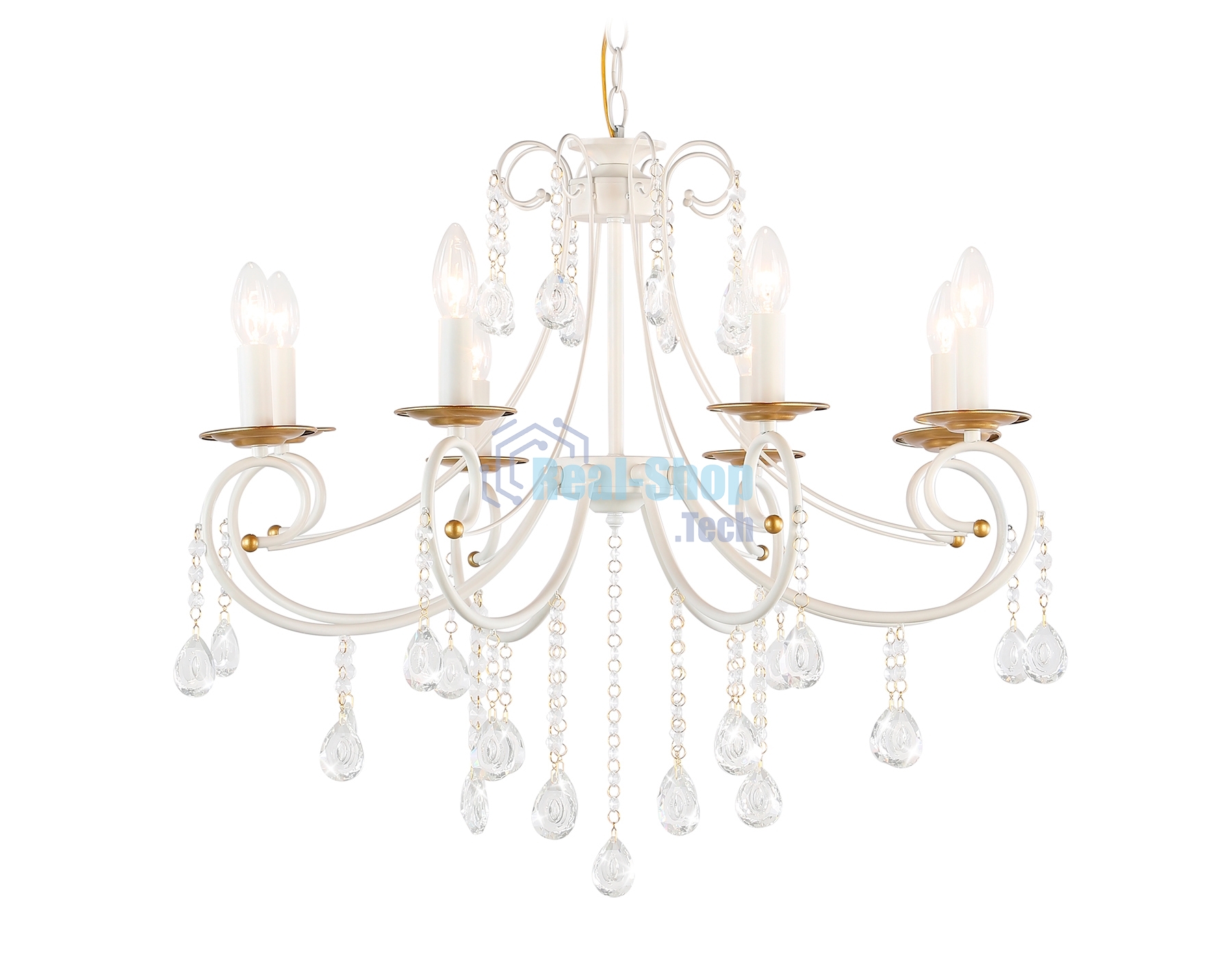 Светильник Ambrella light TR4917/8 WH/GD белый/золото E14/8 max 40W D740*930
