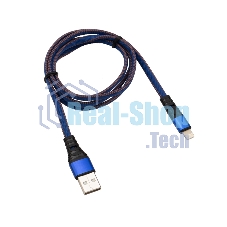 Кабель Rexant USB-Lightning 2.4 A, 1 м, синяя нейлоновая оплетка
