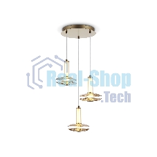 Подвесной светодиодный светильник Ambrella light LH31011/3 BS/TI латунь/янтарь 35W 3000K D450*1790