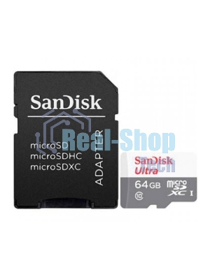 Флеш карта microSD 64GB SanDisk microSDXC Class 10 Ultra (SD адаптер) UHS-I 100MB/s