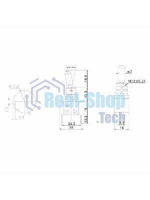 Тумблер Rexant 12V 25А (3c) ON-OFF однополюсный с зеленой LED подсветкой