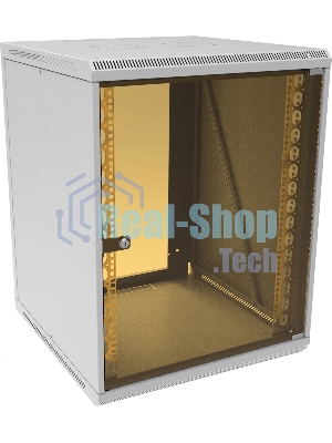Шкаф коммутационный Suprlan (05-1503) настенный 15U 600x450 мм пер. дв. стекл направл. под закл. гайки 70 кг RAL 7035 25.1 кг 750 мм