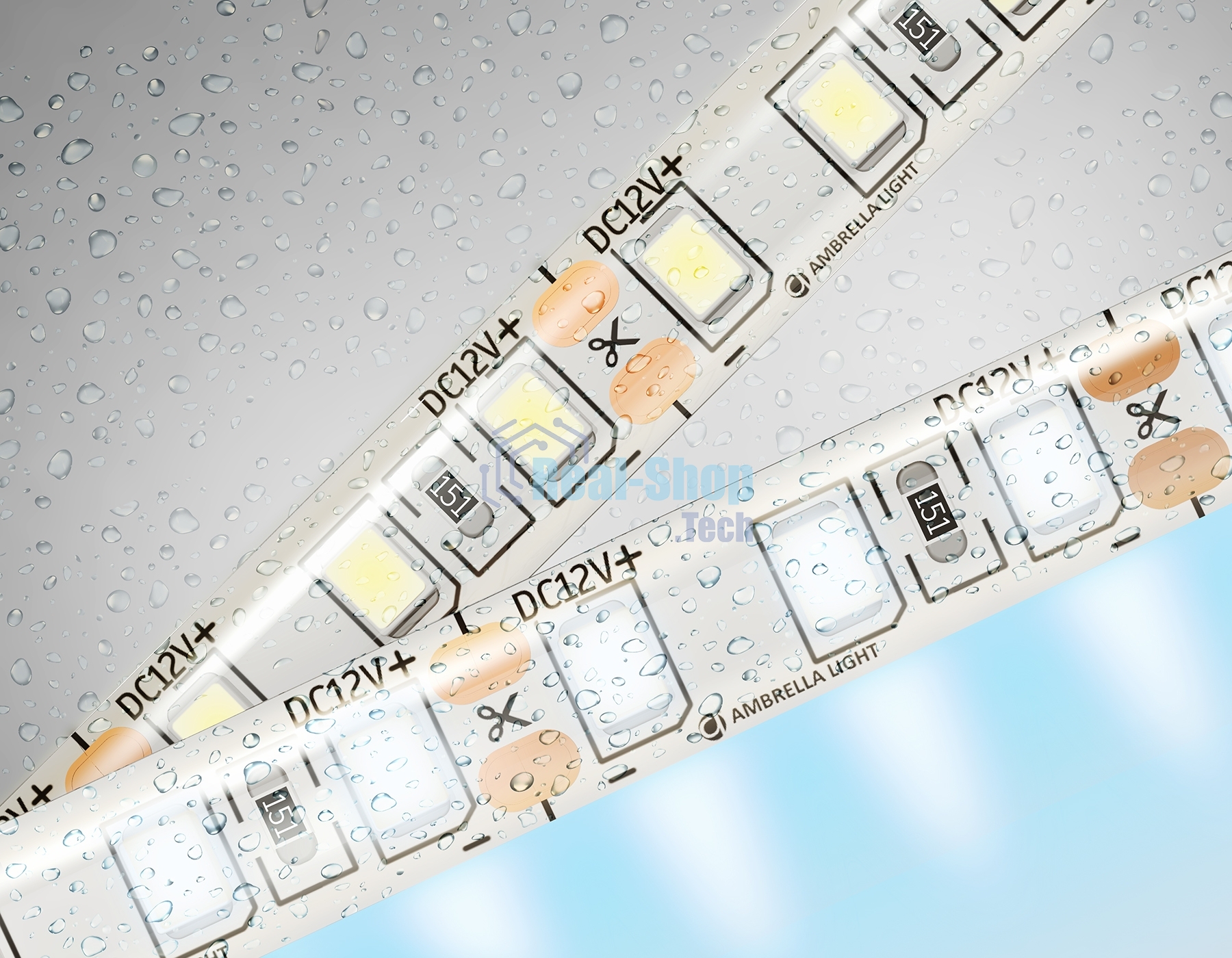 Светодиодная лента Ambrella light GS1203 2835 120Led/ 9.6W m/ 12V IP65 6500K/ 5000*8*2.27mm (2 конт.)