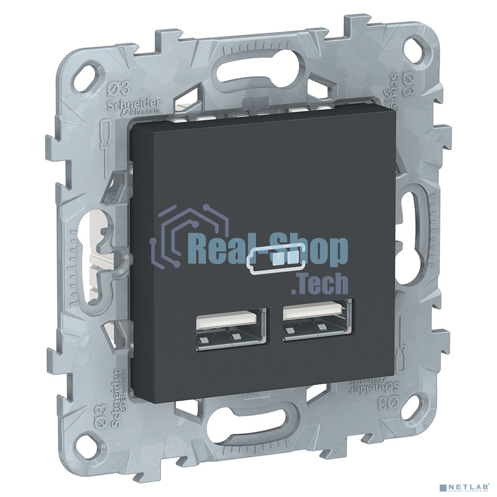 Розетка USB, двойная, 5 В / 2100 мА | NU541854 | Schneider Electric Unica New Антрацит