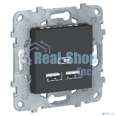 Розетка USB, двойная, 5 В / 2100 мА | NU541854 | Schneider Electric Unica New Антрацит