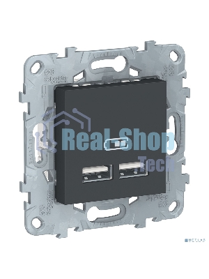 Розетка USB, двойная, 5 В / 2100 мА | NU541854 | Schneider Electric Unica New Антрацит