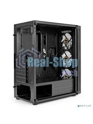 Компьютерный корпус Miditower ExeGate EVO-5001A-EVO800 (ATX, БП EVO800RGb с вент. 12 см, 2хUSB+1хUSB 3.0+HD Audio, черный, 3 вент.12см с RGb подсветкой, боковая панель - закаленное стекло)