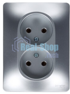 Розетка 2-м СП Glossa 16А IP20 без заземл. в сборе алюм. SchE GSL000320