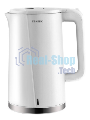 Электрочайник Centek CT-0005 белый, 1.7 л, 2200 Вт, скрытый нагревательный элемент