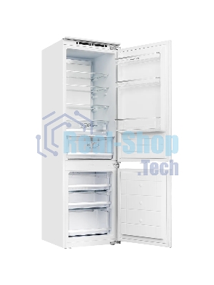 Встраиваемый холодильник Kuppersberg RBN 1760, High-Tech, объем 237 л, скользящий фасад, электронное управление, No Frost, антибактериальный пластик, звуковой сигнал при открытой дверце, перенавешиваемые двери, LED освещение, уровень шума 41 дБ, энергоэффективность А+, белый