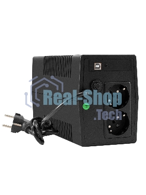 Источник бесперебойного питания ExeGate Power NB-650.LED.AVR.2SH.USB (650VA/390W, LED, AVR, 2*Schuko, USB, батарея 12V 7Ah, черный)