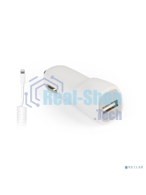 Автомобильное ЗУ SmartBuy® NITRO, вых.ток 1А, 1USB + витой кабель 8pin для 5/5S/5C/6/6S/SE, белое