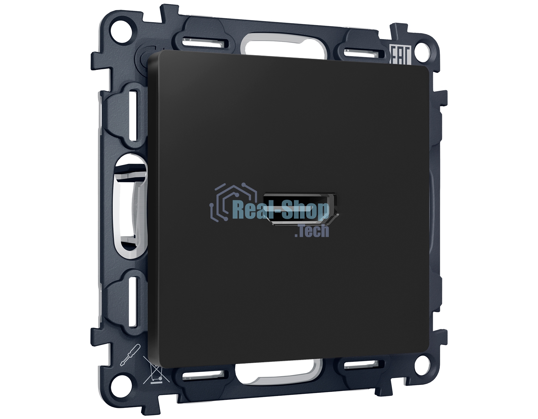 Комплект механизма розетки HDMI 2.0 ALFA Черный матовый 40V/500mA 2.0GHz 5-18Gbit/s QUANT (AP8140, VM222) MA814010