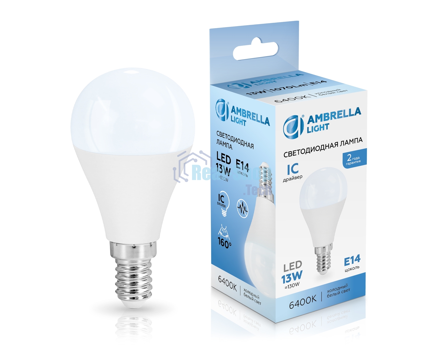 Лампа светодиодная	451316 LED P45 13W IC E14 6400K 175-265V