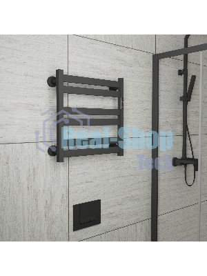 Полотенцесушитель дизайнерский электрический BAU Elite Black 53х52, подключение справа, черный матов