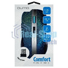 Мышь беспроводная Qumo Comfort M18 черный, 2400 dpi, радиоканал, USB, кнопки - 6