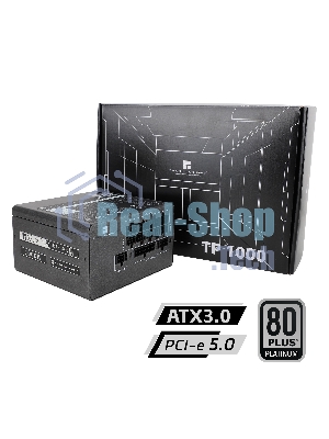 Блок питания Thermalright, 1000W 80+ Platinum (ATX, 3.0, PCIe 5.0, Full modular, 1x24(20+4)pin, 1xCPU 8(4+4)pin, 2xPCIe*2 8(6+2)pin, 1x12VHPWR PCIe 5.0 12+4pin 600мм, 6xSATA3, 4xMOLEX4pin, Active, 120x120мм, 150x140x86мм, APFC, OPP, OVP, OTP, OCP, SCP, UVP, черный)