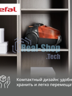Пылесос Tefal MICRO SPACE CYCLONIC TW3235EA оранжевый/черный, 350/1600 Вт, уборка сухая, пылесборник контейнер 1 л