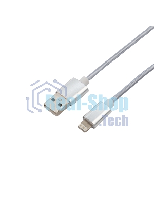 Кабель Rexant USB-Lightning 1 м, серебристая нейлоновая оплетка