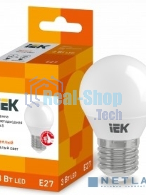 Лампа светодиодная LED 3Вт Е27 220В 3000К G45 шар LLE-G45-3-230-30-E27 IEK