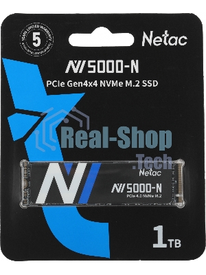 Накопитель SSD Netac NV5000-N, 1Tb, M.2 2280, PCIe 4.0 x4, NVMe, R/W 4800/4600, с радиатором