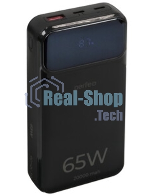 Портативный аккумулятор Perfeo Powerbank LAPTOP 65W 20000 mAh/LED дисплей/PD+QC 3.0/2Type-C/1 USB,max 65W черный