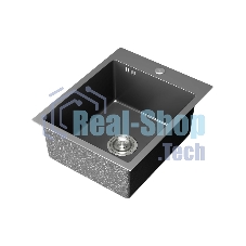 Мойка кухонная из нержавеющей стали BAUEDGE SOUL КТ4050В NANO BLACK, сифон EASY CLEAN в комплекте.