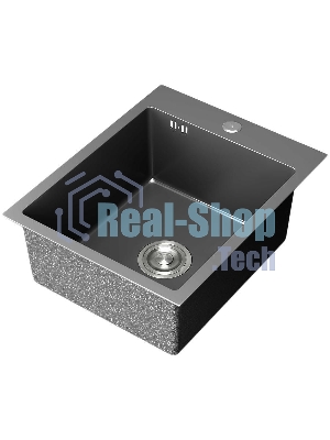 Мойка кухонная из нержавеющей стали BAUEDGE SOUL КТ4050В NANO BLACK, сифон EASY CLEAN в комплекте.