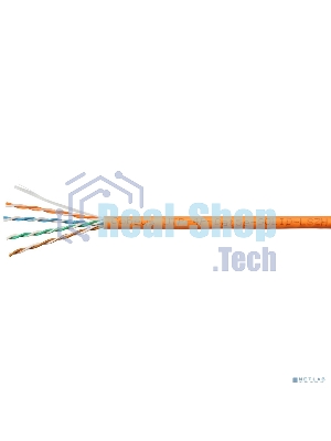 Кабель витая пара UTP (U/UTP) Cabeus UTP-4P-Cat.5e-SOLID-LSZH-100 категория 5e, 4 пары (24 AWG), одножильный, оранжевый, LSZH, нг(А)-HF, (100 м)