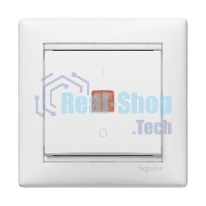 Механизм выключателя 1-кл. СП Valena 10А IP31 с зел. инд. бел. Legrand 774410