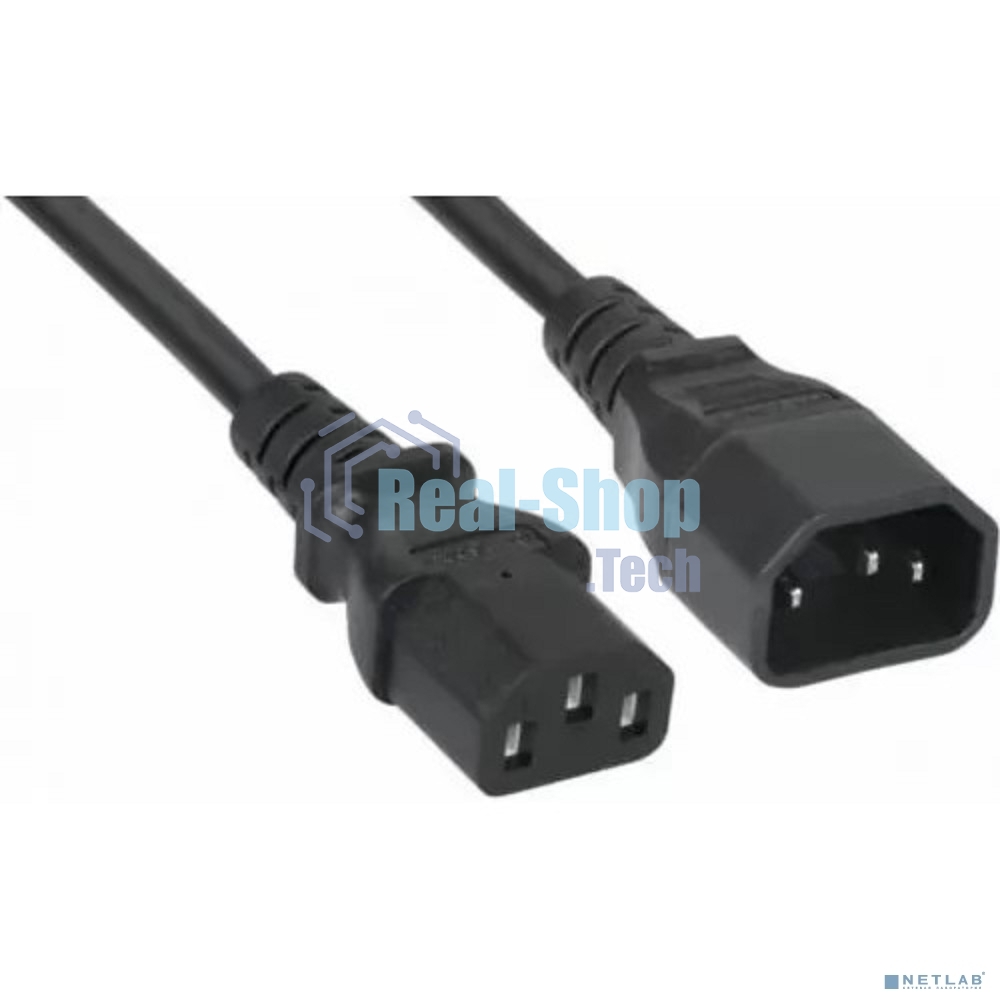 Кабель питания Filum ПВС-АП 3x1.5 С13 - C14, 220/250В, 10А, чёрный, 1,8м