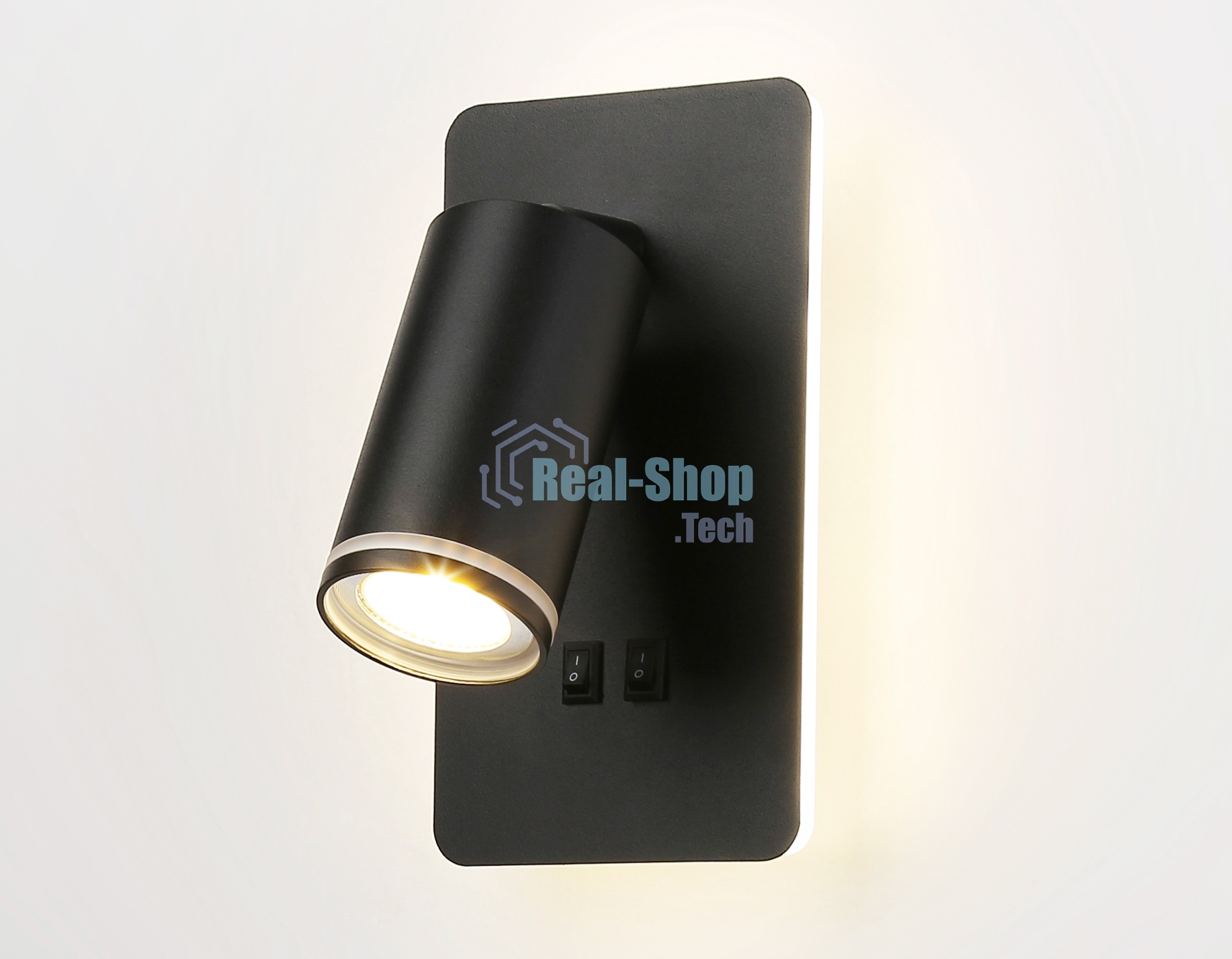 Настенный светильник с выключателем Ambrella light FW2466 BK черный GU10 max 12W+LED 4200K 9W 185*105*150