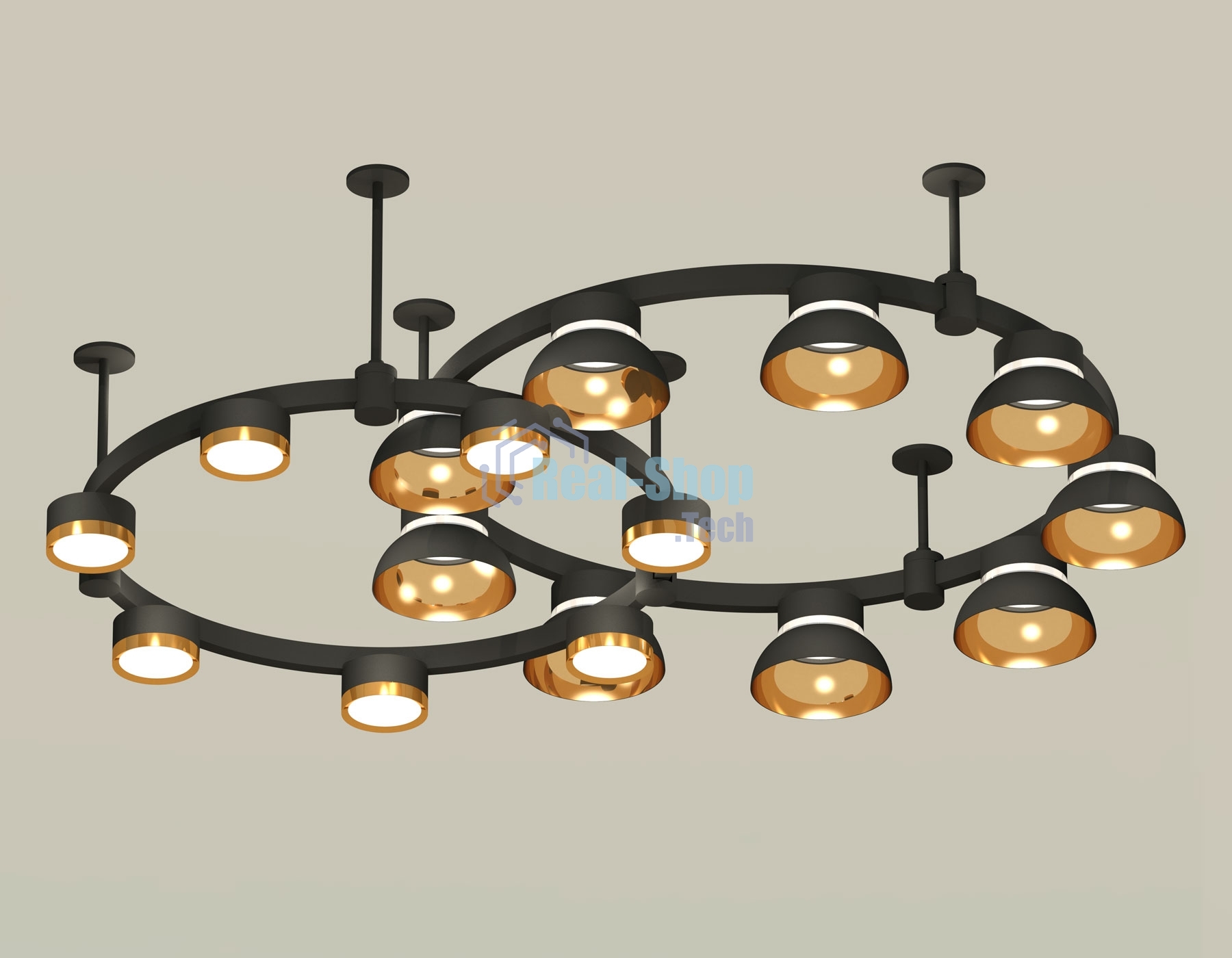 Светильник Ambrella light XR92221110/16 SBK/PYG/CL черный песок/золото желтое полированное/прозрачный GX53