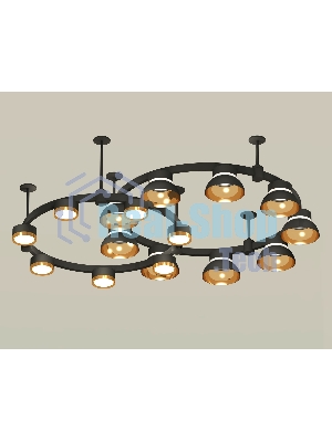 Светильник Ambrella light XR92221110/16 SBK/PYG/CL черный песок/золото желтое полированное/прозрачный GX53