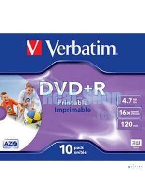Диск DVD+R Verbatim 4.7Gb 16x Jewel case (10шт) Printable (43508)