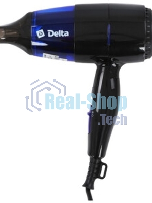 Фен Delta DL-0907 черный/синий, 1400 Вт, компактный