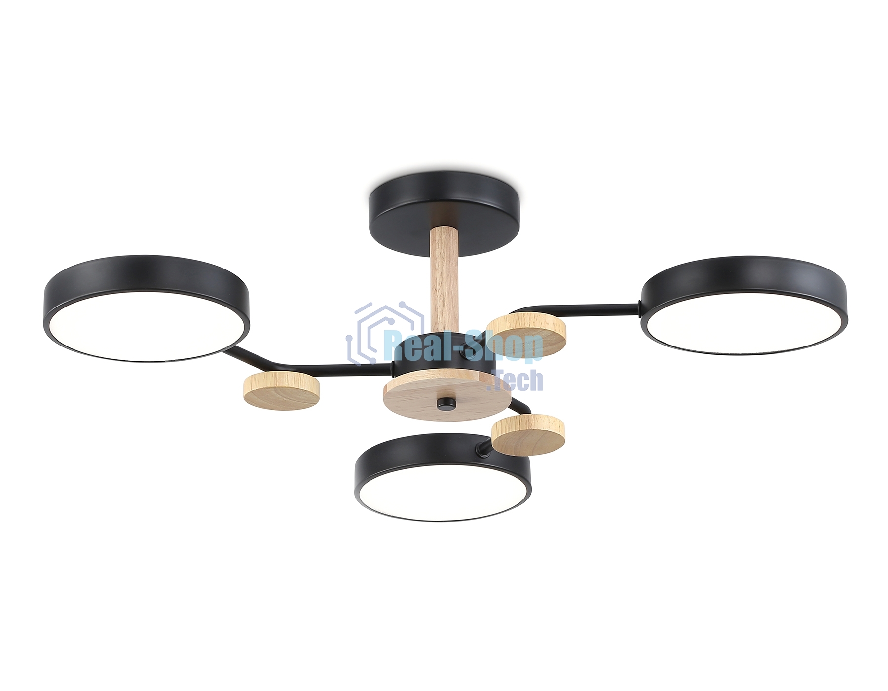 Светильник Ambrella light FL4857/3 BK/WD черный/дерево 54W 3000-6000K D660*170 (без ПДУ)
