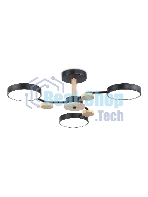 Светильник Ambrella light FL4857/3 BK/WD черный/дерево 54W 3000-6000K D660*170 (без ПДУ)