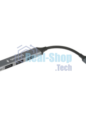 Разветвитель USB2.0 Gembird UHB-C201, 4xUSB2.0, кабель Type-C 10 см, алюминий, пакет