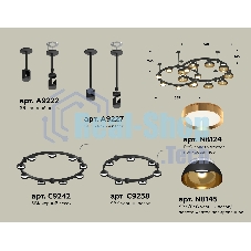 Светильник Ambrella light XR92221110/16 SBK/PYG/CL черный песок/золото желтое полированное/прозрачный GX53