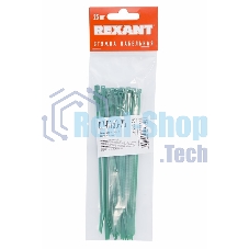 Хомут-стяжкa нeйлонoвая Rexant 150x2,5 мм, зеленая, упаковка 25 шт.