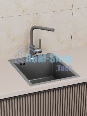 Мойка кухонная из нержавеющей стали BAUEDGE SOUL КТ4050В NANO BLACK, сифон EASY CLEAN в комплекте.